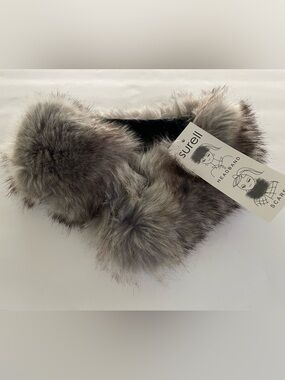 Surell Faux Fur Neck Scarf or Headband  NWT Grey-Brown